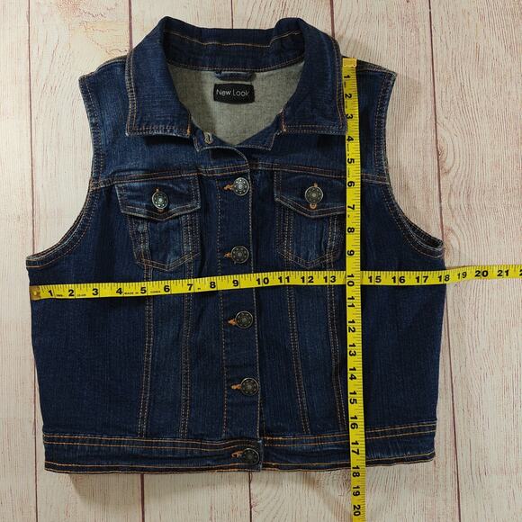 New Look dark blue denim crop vest - Picture 6 of 9